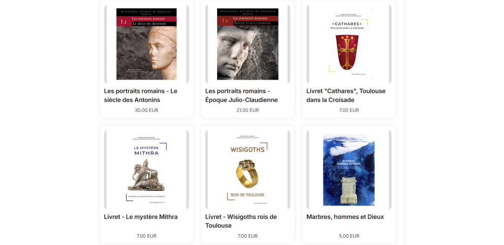 Capture d'écran de la boutique en ligne